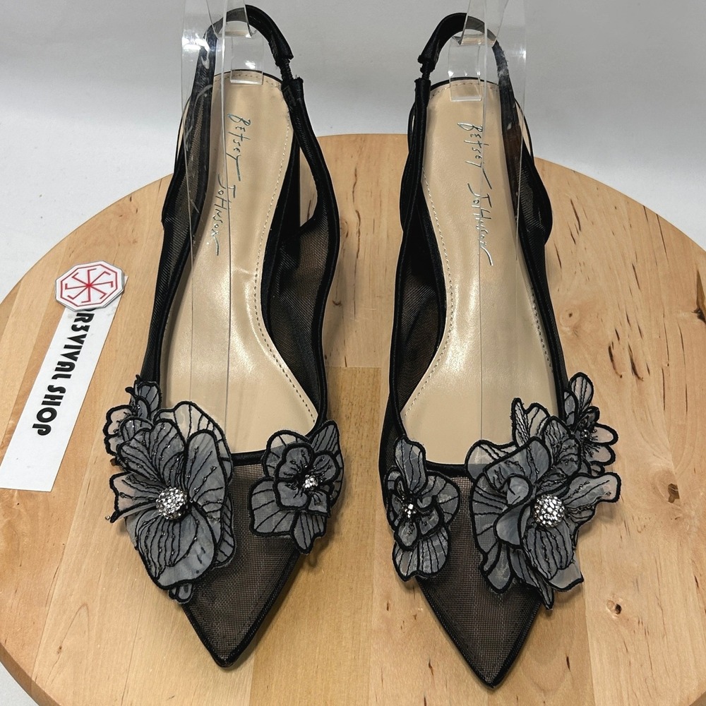 Betsey Johnson Women's Black Petra Slingback Pointed Toe Pump - Size 10M - Picture 5 of 12
